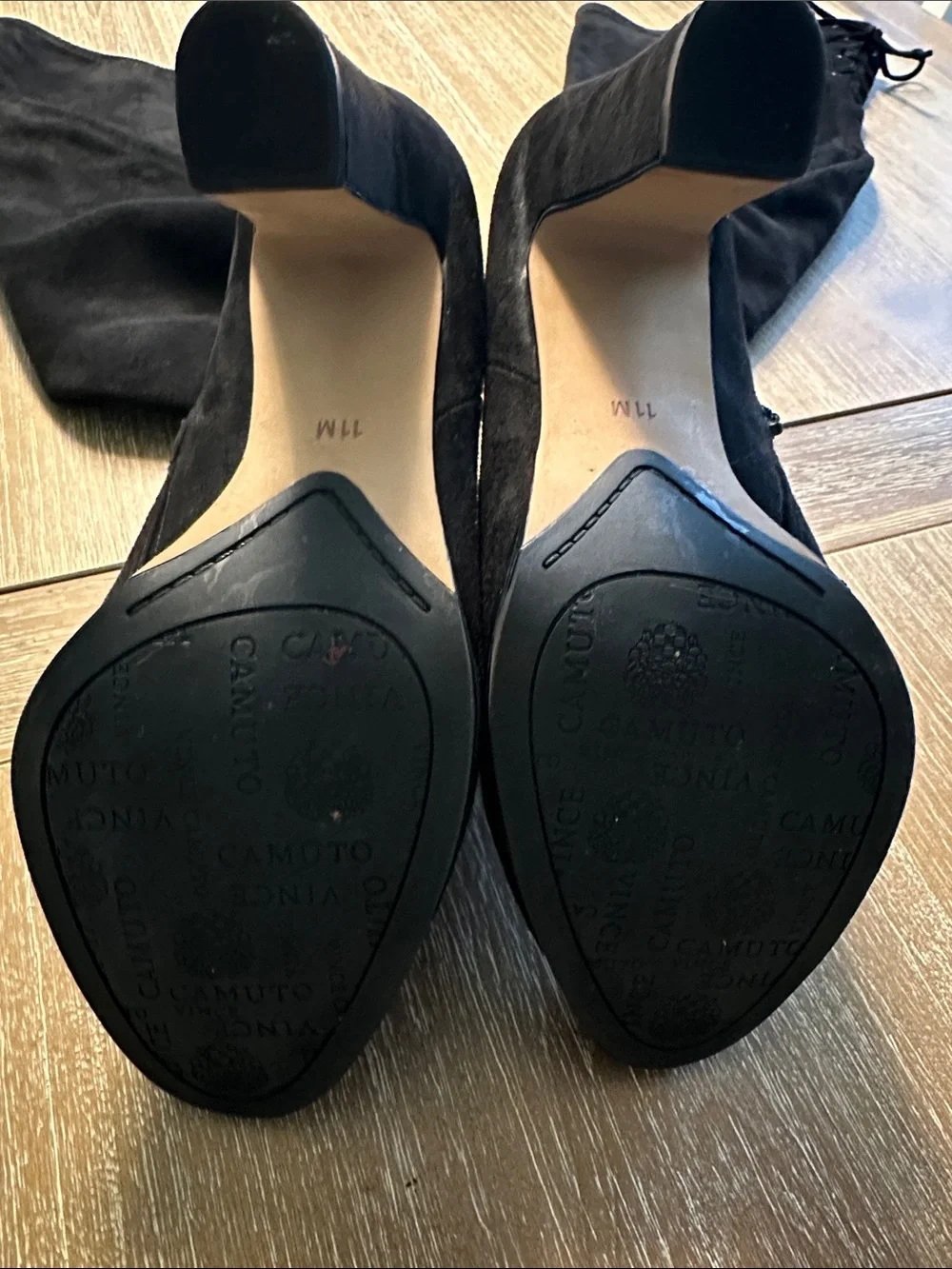 Vince Camuto Cheera Black Stretch Microsuede Over the Knee High Heel Boots 11